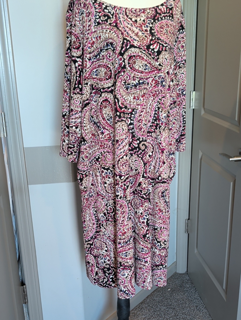 J. Jill Pink and Black Paisley Print Dress